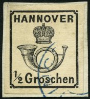 HANNOVER 17y BrfStk, 1860, 1/2 Gr. Schwarz, Prachtbriefstück, Mi. 250.- - Hanovre