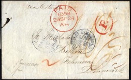 HAMBURG - GRENZÜBERGANGSSTEMPEL 1858, Rotes P Auf Brief Von Leith (K1) Nach Fehmarn, Paid-Stempel Und Durchgangsste - Prefilatelia