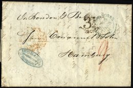 HAMBURG - GRENZÜBERGANGSSTEMPEL 1853, 31/2 Groschen, Sonderform Auf Brief Von Bradfort/York (blauer K1) Nach Hambur - Prephilately