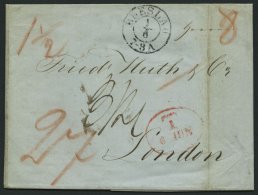 HAMBURG - GRENZÜBERGANGSSTEMPEL 1843, T 6 JUN, In Rot Auf Brief Von BRESLAU (K2) Nach London, Feinst - Prephilately