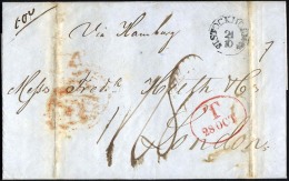 HAMBURG - GRENZÜBERGANGSSTEMPEL 1842, T 28 OCT, In Rot Auf Brief Von STOCKHOLM (K1) Nach London, Handschrifltich Vi - Prefilatelia