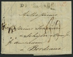 HAMBURG - GRENZÜBERGANGSSTEMPEL 1796, D HOLLANDE, Leicht Unleserlicher L1 Und Roter L1 En. Num. Auf Brief Nach Bord - Prefilatelia