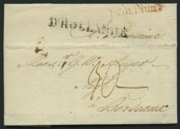 HAMBURG - GRENZÜBERGANGSSTEMPEL 1796, D`HOLLANDE, L1 Auf Brief Von Hamburg Nach Bordeaux, Roter Stempel En. Num., P - Préphilatélie