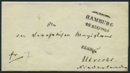 HAMBURG VORPHILA 1855, HAMBURG., Schmetterlingsstempel Auf Brief Nach Utrecht (NL), L1 FRANCO Und Rückseitig Mit Na - Otros & Sin Clasificación