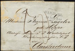 HAMBURG VORPHILA 1849, HAMBURG., Schmetterlingsstempel Auf Brief Nach Amsterdam, Rückseitiger Nebenstempel K1 Nach - Otros & Sin Clasificación
