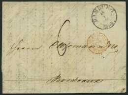 HAMBURG - THURN UND TAXISCHES O.P.A. 1852, HAMBURG Th.& T., K3 Auf Forwarded-Letter Von Riga Nach Bordeaux, Agent Kr - Precursores