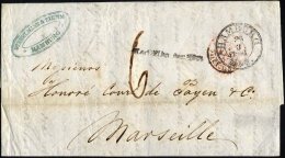 HAMBURG - THURN UND TAXISCHES O.P.A. 1850, HAMBURG Th.& T., K3 Auf Brief Nach Marseille, Nebenstempel Nach Abg. Der - Prephilately