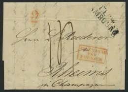 HAMBURG - THURN UND TAXISCHES O.P.A. 1836, TT.R.4. HAMBOURG, L2 Auf Forwarded-Letter Von Helsingsborg Nach Rheims, Roter - Precursores