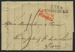 HAMBURG - THURN UND TAXISCHES O.P.A. 1833, TT.R.4. HAMBOURG, L2 Auf Rechnungsbrief Nach Paris, Roter ALLEMAGNE P. GIVET, - Prephilately