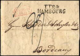 HAMBURG - THURN UND TAXISCHES O.P.A. 1829, TT.R.4. HAMBOURG, L2 Auf Brief Nach Bordeaux, Roter Segmentstempel ALLEMAGNE - Prefilatelia