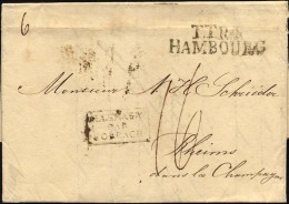 HAMBURG - THURN UND TAXISCHES O.P.A. 1823, TT.R.4 HAMBOURG, L2 Auf Brief Von Altona Nach Rheims, R3 ALLEMAGNE/PAR/FORBAC - Préphilatélie