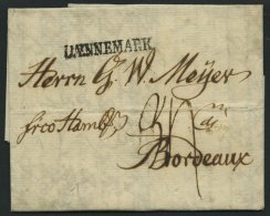 HAMBURG VORPHILA 1799, DAENNEMARK, L1 Auf Brief Von Flensburg Nach Bordeaux, Handschriftlich Fra Hamb., Pracht - Prephilately