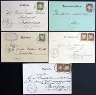 BAYERN 1898/9, 5 Verschiedene Frankierte Alte Ansichtskarten, Pracht - Autres & Non Classés