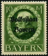 BAYERN 132IA **, 1919, 10 M. Volksstaat, Frühdruck, Pracht, Gepr. Dr. Helbig, Mi. 55.- - Other & Unclassified