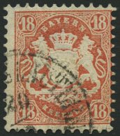 BAYERN 27Xb O, 1870, 18 Kr. Dunkelziegelrot, Wz. Enge Rauten, Pracht, Gepr. Drahn, Mi. 240.- - Andere & Zonder Classificatie