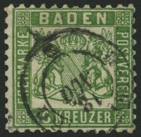 BADEN 21a O, 1862, 18 Kr. Grün, Minimaler Eckzahnbug Sonst Pracht, Gepr. Thier Und Grobe, Mi. 700.- - Altri & Non Classificati