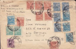 Brazil SAO PAULO 1952 Mult. Franked Cover Letra LOS ANGELES USA United States - Cartas & Documentos