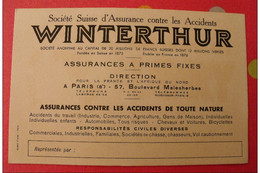 Buvard Winterthur Société Suisse D'assurance Contre Les Accidents. Vers 1950 - Bank En Verzekering