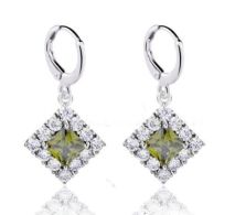 Orecchini In Metallo Forma Quadrata Con Cristalli Tipo Zircone Giallo - Earrings