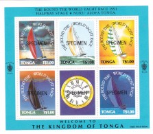 Tonga SG 1129MS 1991 Around The World Yacht Race Souvenir Sheet Overprinted SOECIMEN MNH - Tonga (1970-...)