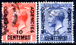 Marocco-(Uff.Brit.)-006 - 1914: Yvert & Tellier N. 39 + 42 (o) Used - Privo Di Difetti Occulti. - Morocco Agencies / Tangier (...-1958)