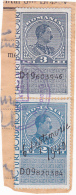 #154    AVIATION FOND,   FISCAUX STAMPS,   OVERPRINT ,   REVENUE STAMP,   FRAG.,  ROMANIA. - Revenue Stamps