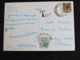 HERICY - SEINE ET MARNE - CACHET ROND MANUEL SUR TIMBRE TAXE YT 99 MYOSOTIS -CPM ITALIE SAN REMO - 1960-.... Storia Postale