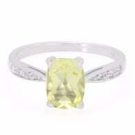 Anello In Argento 925 Sterling Con Citrino Limone - Ringe