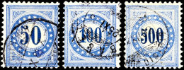 10 Bis 500 C. Ultramarin/dunkelblau, Faserpapier, Kopfstehender Rahmen, Kpl. Satz Tadellos Gestempelt, Mi. 1.505.-,... - Postage Due