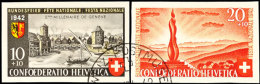 10 U. 20 C. Blockmarken Aus Pro Patria-Block 1942, Tadellos Gestempelt, Mi. 200.-, Katalog: 410/11 O10 And 20... - Otros & Sin Clasificación