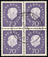 70 Pfg Heuss Medaillon, Kabinett-Viererblock Mit Stempel "WEINHEIM 9.4.64", Mi. 500.-, Katalog: 306(4) O70 Pfg... - Autres & Non Classés