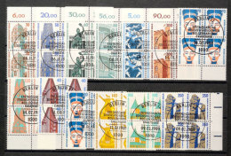 10 Bis 350 Pfg Sehenswürdigkeiten 1987/1989, 13 Verschiedene Tadellose Bogenrand-Viererblocks Mit... - Otros & Sin Clasificación