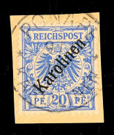 20 Pfg Violettultramarin, Mit Stempel "PONAPE 9/1 01" Auf Kabinettbriefstück, Sign. Schmidt, Mi. 160.-,... - Carolines