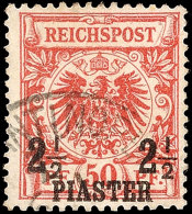 2 1/2 Piaster A. 50 Pfg Bräunlichrot, UV Dunkelrosarot, Farbfrisches Und Sauber Gestempeltes Exemplar, Kleine... - Turquie (bureaux)