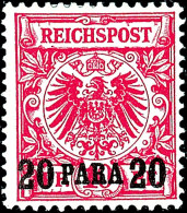 20 Para A. 10 Pfg Dunkelrosa(rot), UV Gelblichorange, Farbfrisches Kabinettstück, Ungebraucht Mit... - Turquia (oficinas)