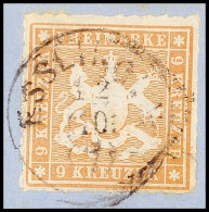 9 Kr. Fahlbraun, Kabinettbriefstück Mit K1 Von "ESSLINGEN", Gepr. Irtenkauf BPP, Mi. 150.-, Katalog: 33b... - Otros & Sin Clasificación