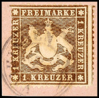 1 Kr. Dunkelbraun, Dünnes Papier, Farbfrisch, Ausgabetypisch Gezähnt, Mit K3 Von "VAHINGEN" Auf... - Otros & Sin Clasificación