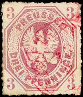 "STOTTERNHEIM 13/7" (1867) - Seltener Roter K1, Teilabschlag Auf Prachtstück Preussen 3 Pfg, Katalog: Pr.19a... - Otros & Sin Clasificación