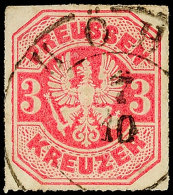 "HÖHR 7 10 (1867)" - K2, Gerade Aufsitzend Auf Preußen 3 Kr., Oben Links Minimal Scherentrennung,... - Otros & Sin Clasificación