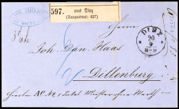 "DIEZ 20 4 (1865)" - K1, Auf In Blau "6 / 2" Austaxiertem Paketbegleitbrief, Nebst Taxquadrat-Paketnummernzettel... - Autres & Non Classés