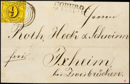 "270" (Vierring) Nebst L2 "COBURG 28 IAN. 1857" Auf Postvereinsbrief 9 Kr. (Taxisschnitt Mit Teil Der Nebenmarke... - Autres & Non Classés