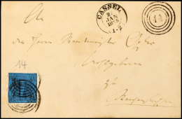 "14" Nebst K2 "CASSEL 27 JAN 1855" Auf Postbezirksbrief 1 Sgr. A. Dunkelblau Nach Reichensachsen (Ankstpl). Der... - Otros & Sin Clasificación