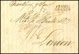 1843, Transit-L2 "FRANCO GRAENZE" (Feuser 314) Nebst L1 "TT." Klar Auf Auslandsbrief Ab "FRANKFURT 9 JAN. 1843"... - Autres & Non Classés