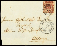 "54" Nebst K1 "RENDSBURG 15/8 1854" Auf Größerem Briefteil Mit Farbfrischer, Dreiseitig Vollrandiger... - Schleswig-Holstein