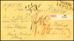 1866, Bar Bezahlter Auslands-Paketbegleitbrief Mit Ra2 "STETTIN 17 12" Nebst Rotem K1 "STETTIN F. N1 17/12 66" Und... - Autres & Non Classés