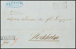 1857, Transit-Franco-Brief Mit Kleinem Ra2 "STETTIN 23 6 (1857)" Nebst L1 "FRANCO" Und Taxvermerk "7" (Sgr.) Nach... - Other & Unclassified