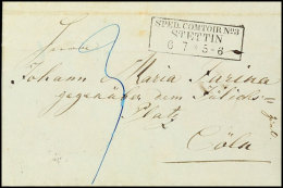 "STETTIN SPED. COMTOIR No3 6 7 (1857)" - Ra3, Herrlich Klar Auf Austaxiertem Brief über Bahnpost Berlin-Minden... - Autres & Non Classés