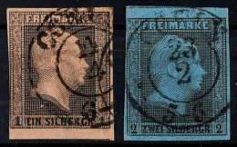 1 Sgr. A. Rosa Und 2 Sgr. A. Blau, Zwei Farbfrische Exemplare Mit Auf Diesen Werten Besserer Ortstempelentwertung... - Otros & Sin Clasificación