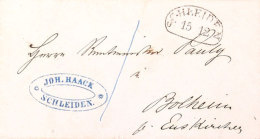 "SCHLEIDEN 15 12 " (1850) - Segmentstempel, OPD Aachen, Klar Auf Austaxiertem Brief Nach Bolheim Bei Euskirchen,... - Altri & Non Classificati