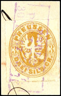 "BERLIN POST-EXP. 7. 30 1 67" - Violetter Ra3, KBHW 295 C, Auf Briefstück 3 Sgr. Wappen. Die Verwendung Von... - Autres & Non Classés